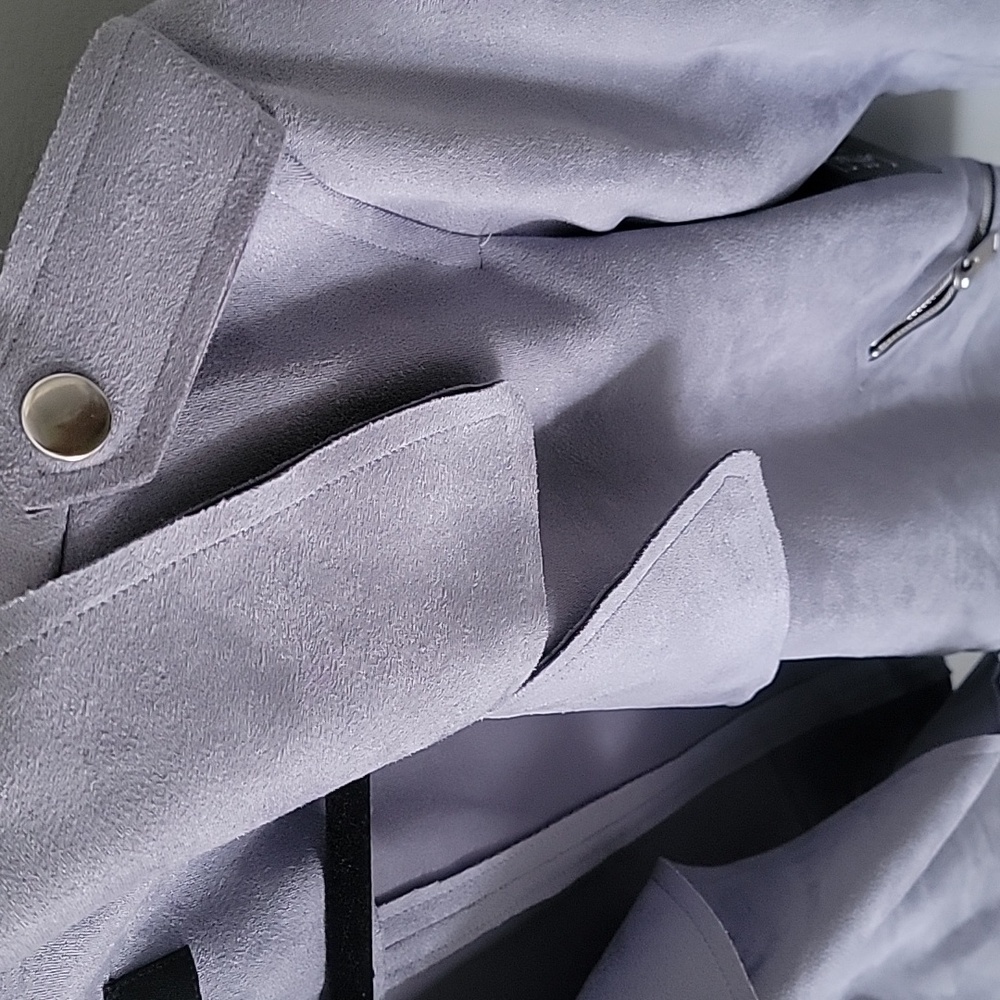 New CoffeeShop Womens Medi Lavender Grey Suede Blazer - Picture 8 of 10